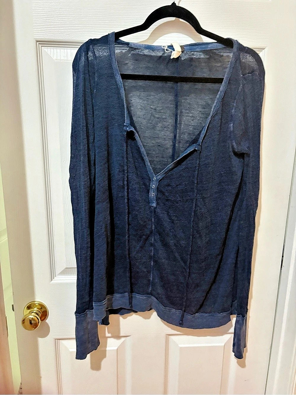 Free People We The Free Jamie Henley Long Sleeve Top Blue L